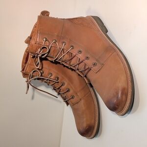 OluKai Men's Mauna Kea Tan Leather Lace-Up Boots | Size 14